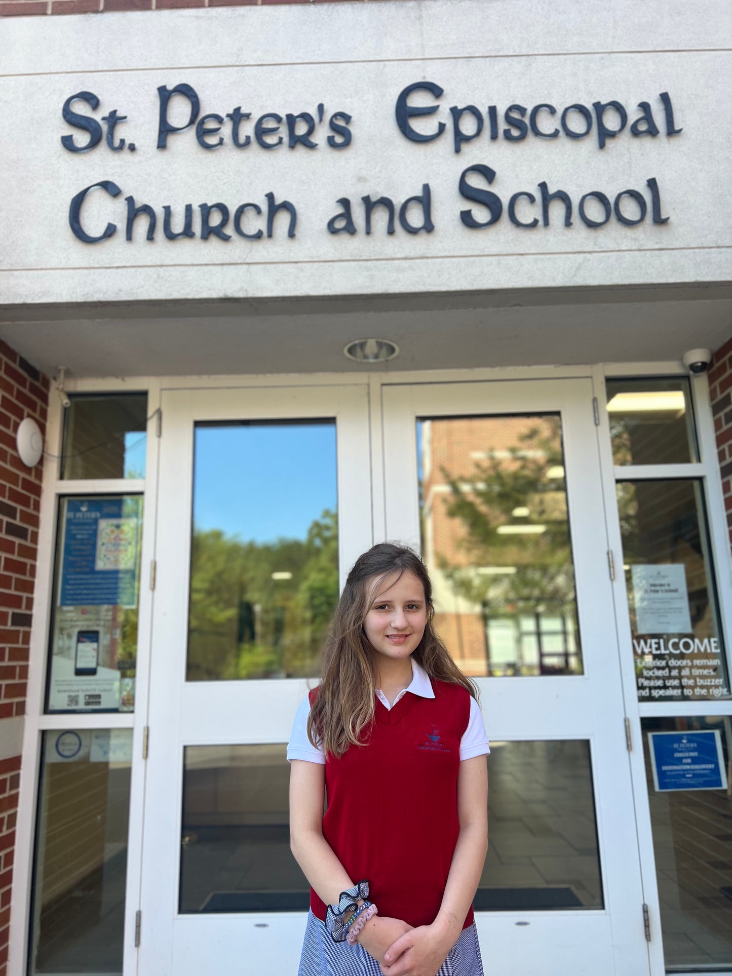 St Peters V-Neck Sweater Vest, Red
