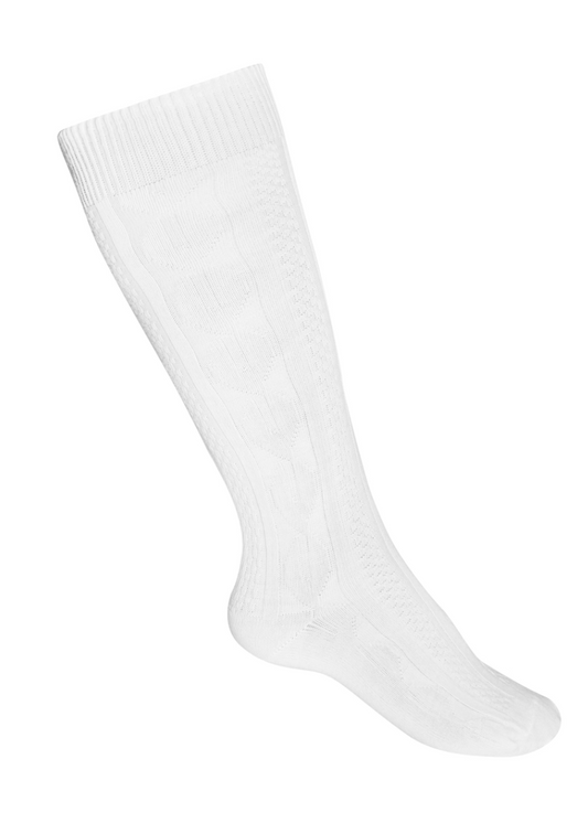 Cable Knee High Socks, White
