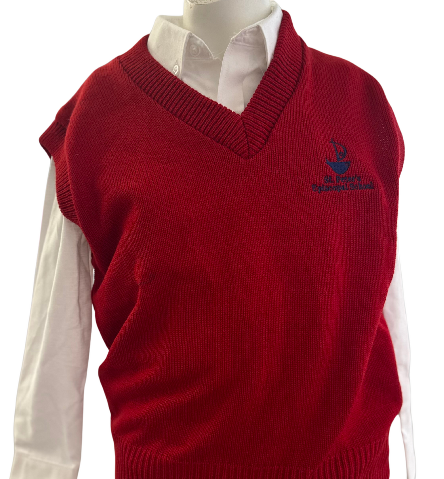 St Peters V-Neck Sweater Vest, Red